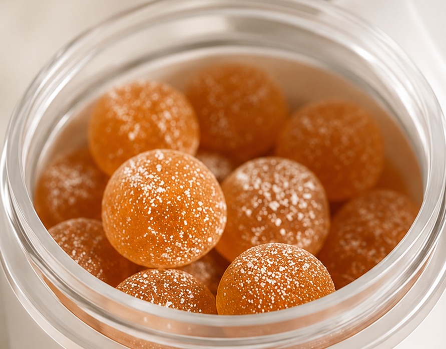 Gros plan sur la texture des gummies S+